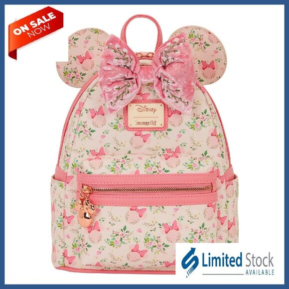 Floral Mini Backpack with 3D Bow, Adjustable Straps, 9x10.5x4.5 main image 4